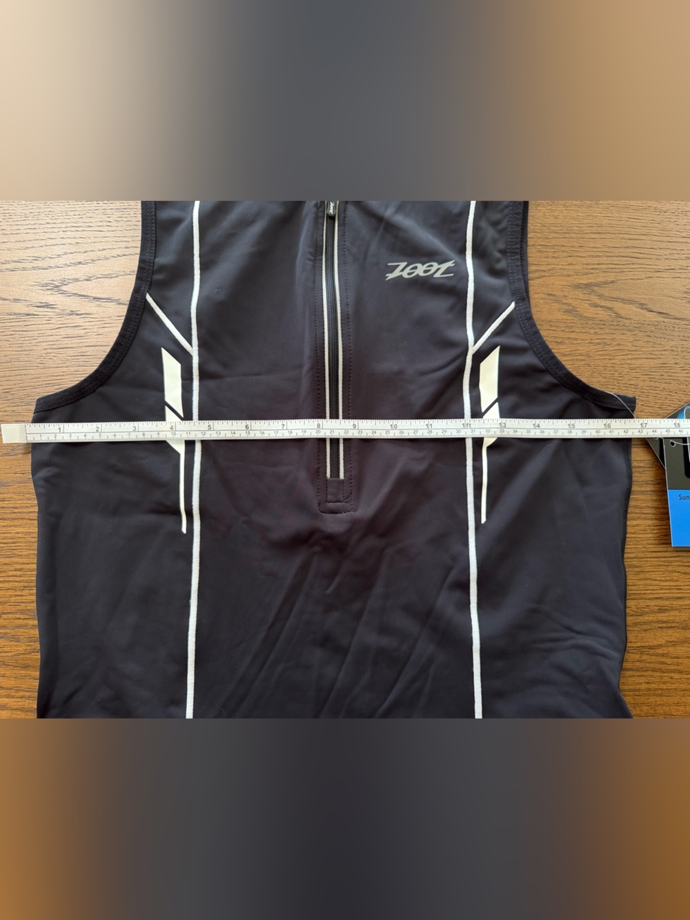 Zoot Ultra Black Triathlon Tri Tank with Front Zipper and White Piping - Picture 3 of 3